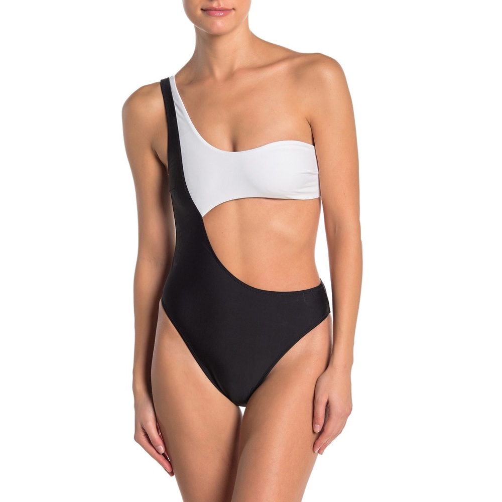 Kendall + Kylie Asymmetrical Color Block One Piece